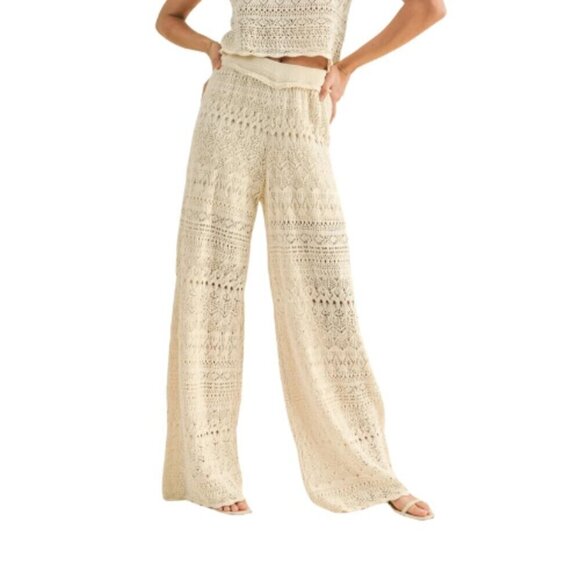 Miou Muse Womens Medium Crochet Pattern Pants - Picture 1 of 14